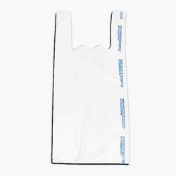 LK Packaging CT1318W Plastronic T-Shirt Bag w/ Handle - 18"L x 8"W x 5" SG, 0.6 mil HDPE, White, Case of 1000