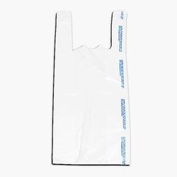 LK Packaging CT2024W Plastronic T-Shirt Bag w/ Handle - 24"L x 12"W x 8" SG, 0.65 mil HDPE, White