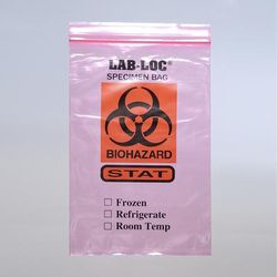 LK Packaging F20609STATSNR Seal-N-Rip Specimen Transfer Bag w/ Zipper Seal - 6" x 9", LDPE, Purple