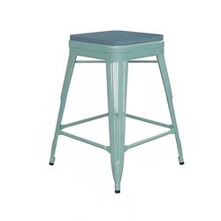 Flash Furniture 4-ET-31320-30-TL-R-PL2C-GG Backless Barstool w/ Resin Seat, Teal, Blue