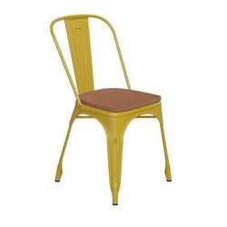 Flash Furniture CH-31230-YL-PL1T-GG Stacking Chair w/ Vertical Slat Back & Wood Seat - Steel, Yellow