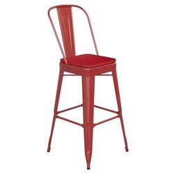Flash Furniture CH-31320-30GB-RED-PL2R-GG Bar Height Commercial Bar Stool w/Removable Back and Wood Seat - Steel, Red, Indoor-Outdoor