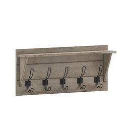 Flash Furniture HFKHD-GDIS-CRE8-832315-GG 24" Wall Mount Storage Rack w/ Upper Storage Shelf, Pine Wood, Brown