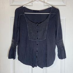 American Eagle Outfitters Tops | American Eagle Flowy Peasant Top | Color: Blue/Gray | Size: Xs