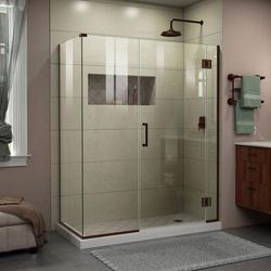 Dreamline DreamLine Unidoor-X 47 inch W x 34 3/8 inch D x 72 inch H Frameless Hinged Shower Enclosure in Oil Rubbed Bronze E1271434-06