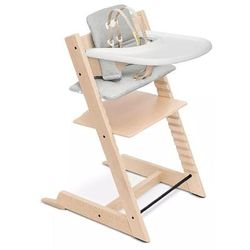 Tripp Trapp High Chair and Cushion with Stokke Tray -- Natural / Nordic Grey