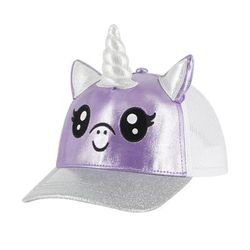 Skechers Unicorn Sparkle Trucker Hat | Light Gray/Purple | Polyester/Polyester