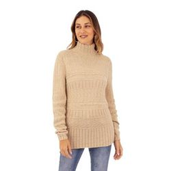 Mia,'Beige Pullover Hand-Knit from 100% Baby Alpaca in Peru'