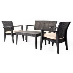 Alaska 4 Piece Seating Set with Cushions-Anthracite - Hospitality Rattan RBO-ALASKA-ANT-4PC-CUSH-CRM