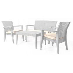 Alaska 4 Piece Seating Set with Cushions-White - Hospitality Rattan RBO-ALASKA-WHT-4PC-CUSH-CRM