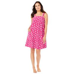 Plus Size Women's Dreams & Co.® Velour Towel Wrap by Dreams & Co. in Raspberry Sorbet Hearts (Size 1X)