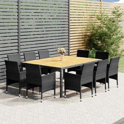 vidaXL Set da Pranzo per Giardino 11 pz in Polyrattan Grigio