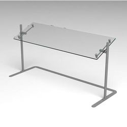 PMG - Premier Metal & Glass RTS-PORTABLE-48 48" Portable Countertop Sneeze Guard - Convertible, Glass/Stainless, Clear