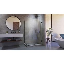 Dreamline DreamLine Unidoor Plus 51 1/2 inch W x 34 3/8 inch D x 72 inch H Frameless Hinged Shower Kit in Matte Black SHEN-24515340-09