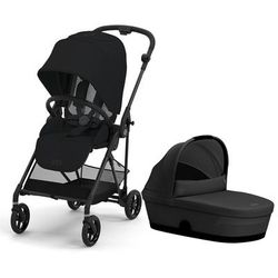 Cybex Melio Carbon 3 Compact Stroller + Melio Cot 3 Bundle - Moon Black