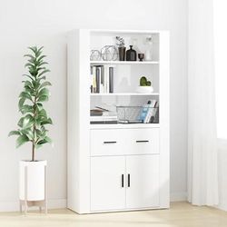 vidaXL Credenza Bianco Lucido in Legno Multistrato