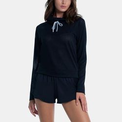 Lucky in Love High Neck Pullover Long Sleeve Women's Tennis Apparel Black