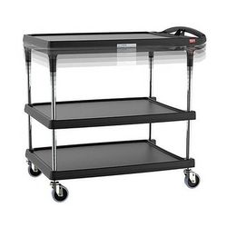 Metro MY2636-35BL-PL 3 Level Polymer Utility Cart w/ 400 lb Capacity, Marine Ledges, Black