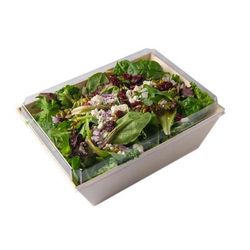 VerTerra TG-CT-8X11X2 Disposable To Go Box w/ Locking Lid - 8" x 11" x 2", Balsa Wood/RPET, Beige