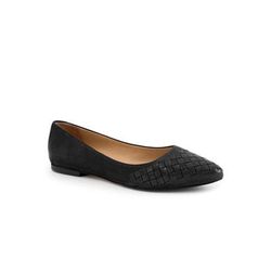 Extra Wide Width Women's Estee Woven Flat by Trotters in Black Nubuck (Size 9 1/2 WW)