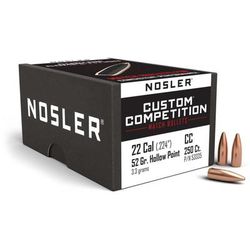Nosler Custom Competition Rifle Bullet .22 Caliber 52gr HPBT 250ct 53335