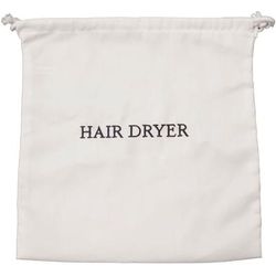 Hospitality 1 Source HDBAG-WH Hair Dryer Bag w/ Drawstring Closure - 12" x 12", Poly/Cotton, White w/ Navy Embroidery