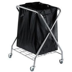 Hospitality 1 Source LHSTD01 Laundry Cart w/ (6) Bushel Capacity - Black Nylon Bag, Steel Frame
