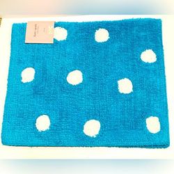 Kate Spade Bath | Kate Spade Bath Rug Plush Teal And White Polkadot 21” X 34”. Nwt. | Color: White | Size: 21” X 24”