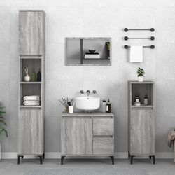 vidaXL Set Mobili da Bagno 3 pz Grigio Sonoma in Legno Multistrato