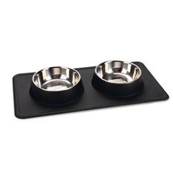 Karlie Stainless Steel Silicone Dex Diner Set Dog Bowls |2x350ml, Ø 14cm Black