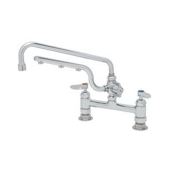 T&S B-0221-U12-CR Deck Mount Faucet - 12" Swing Spout, 10" Spray Arm, Chrome