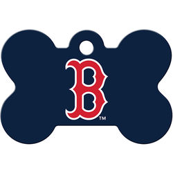 MLB Bone Personalized Engraved Pet ID Tag, Boston Red Sox, Large, Blue