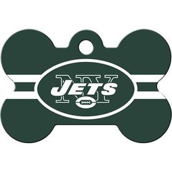 New York Jets NFL Bone Personalized Engraved Pet ID Tag, Large, Green