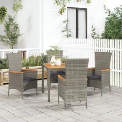 vidaXL Set da Pranzo da Giardino 5 pz con Cuscini in Polyrattan Grigio