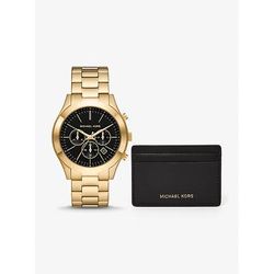 Michael Kors Oversized Slim Runway Watch and Card Case Gift Set Black One Size