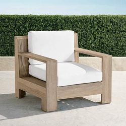 St. Kitts Lounge Chair with Cushions in Weathered Teak - Quick Dry, Air Blue - Frontgate