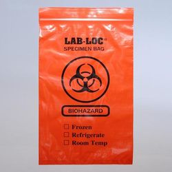 LK Packaging LAB20609ROP Lab-Loc Reclosable 3-Wall Specimen Bags - 6" x 9", Polyethylene, Red Opaque
