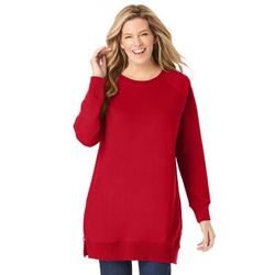 Plus Size Women's Side Zip Sweatshirt by Woman Within in Classic Red (Size L)