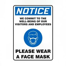 Accuform Signs MPPA832VS "Please Wear a Mask" Sign - Adhesive Vinyl, 14" x 10", White