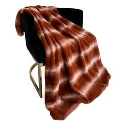 Plutus Orange Brown Furever Faux Fur Luxury Throw Blanket - Plutus PBSF2304-6084-TC