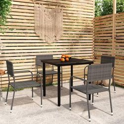 vidaXL Set Mobili da Pranzo da Giardino 5 pz Grigio