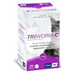 Triworm-C Dewormer For Cats 6 Tablets