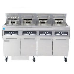 Frymaster FPRE414TC 208/1 Commercial Electric Fryer - (4) 50 lb Vats, Floor Model, 208v/1ph, Built-in Filtration System, Stainless Steel