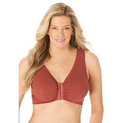 Plus Size Women's Meryl Cotton Front-Close Wireless Bra by Leading Lady in Spice Apple (Size 52 C/D/DD)