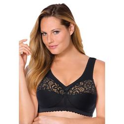 Plus Size Women's Magic Lift® Cotton Support Wireless Bra 1001 by Glamorise in Black (Size 46 DD)