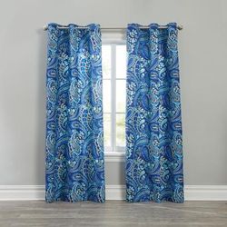 Wide Width BH Studio Microfiber Grommet Panel by BH Studio in Navy Paisley (Size 50" W 72" L)