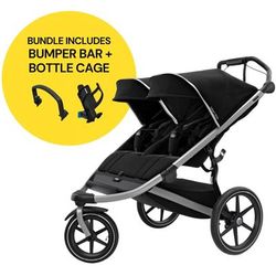Thule Urban Glide 2 Double Jogging Stroller Essentials Bundle - Jet Black