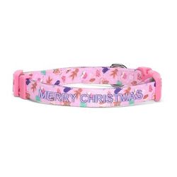 Christmas Personalized Dog Collar, Christmas Cookies, Large, Pink