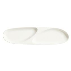 Libbey 905356913 14-1/2" x 3-3/4" Oblong Slenda Tray w/2 Compartments - Porcelain, White Royal Rideau