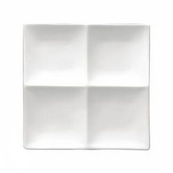 Oneida F8010000945 8" Square Buffalo Plate - (4) Compartments, Porcelain, Bright White, 4-Compartment